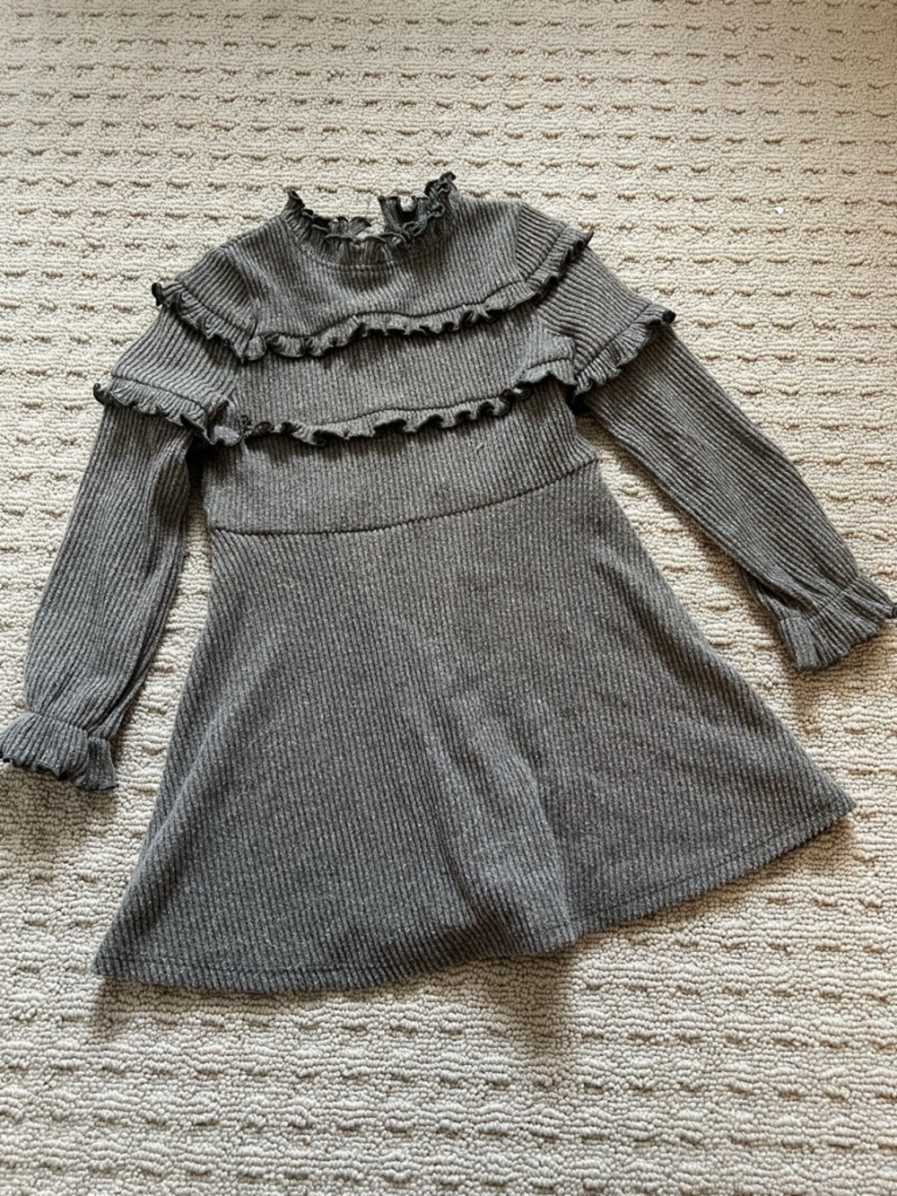 art class Gray Ruffled Knit Girls Dress Jacket